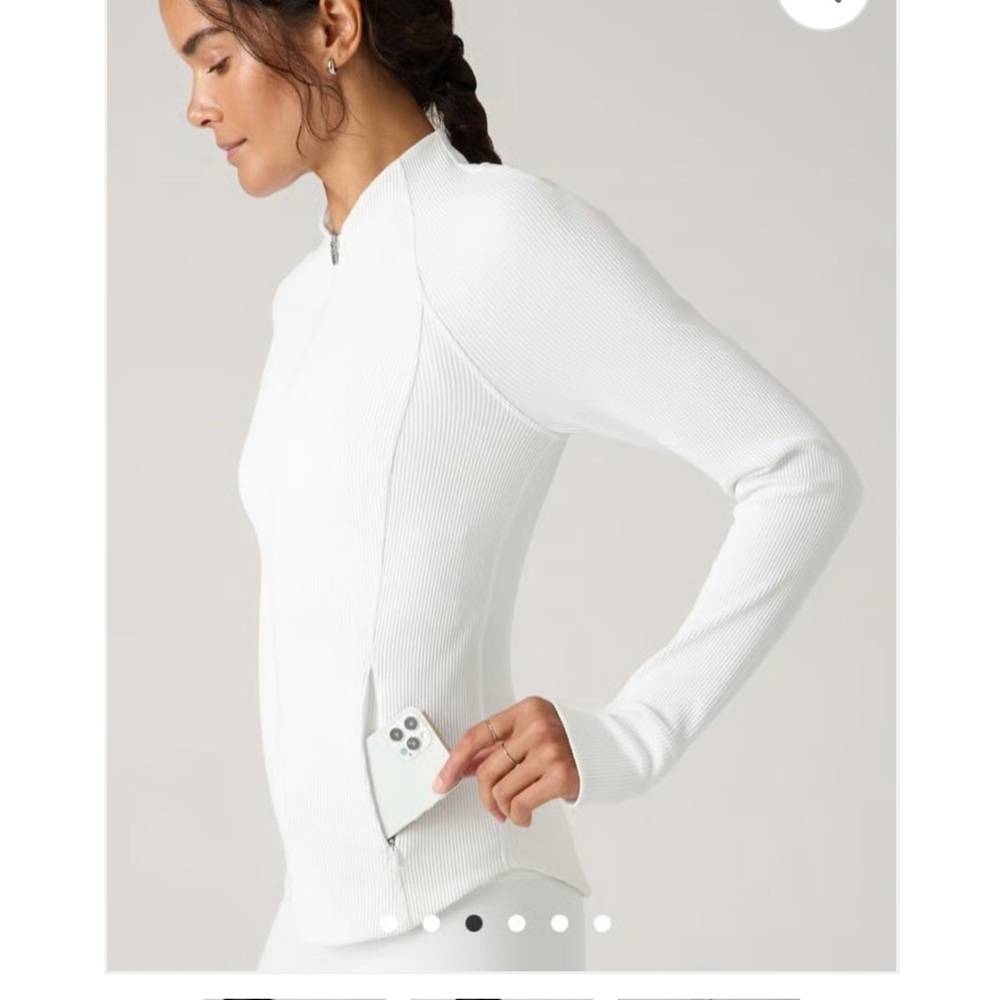 Athleta White Ribbed Jacket